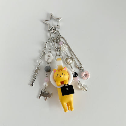 Yellow office cat keychain